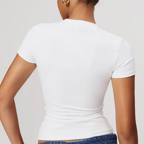 Women's Crew Neck Short Sleeve Shirt – Form Fitting Athletic Blend Fabric